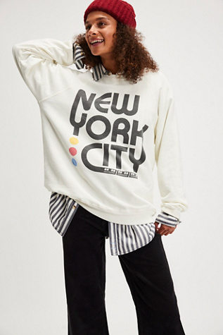 New York Subway Crew By Original Retro Brand At Free People In Antique White, Size: XS