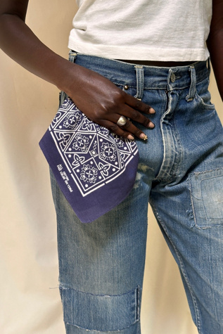 Женские аксессуары Afterlife Boutique Vintage 1950's Indigo Fast Color Bandana Selected, цвет: Синий — фото 4