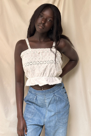 Vintage 1940’s Cotton Eyelet Chamise Tank Selected By Afterlife Boutique