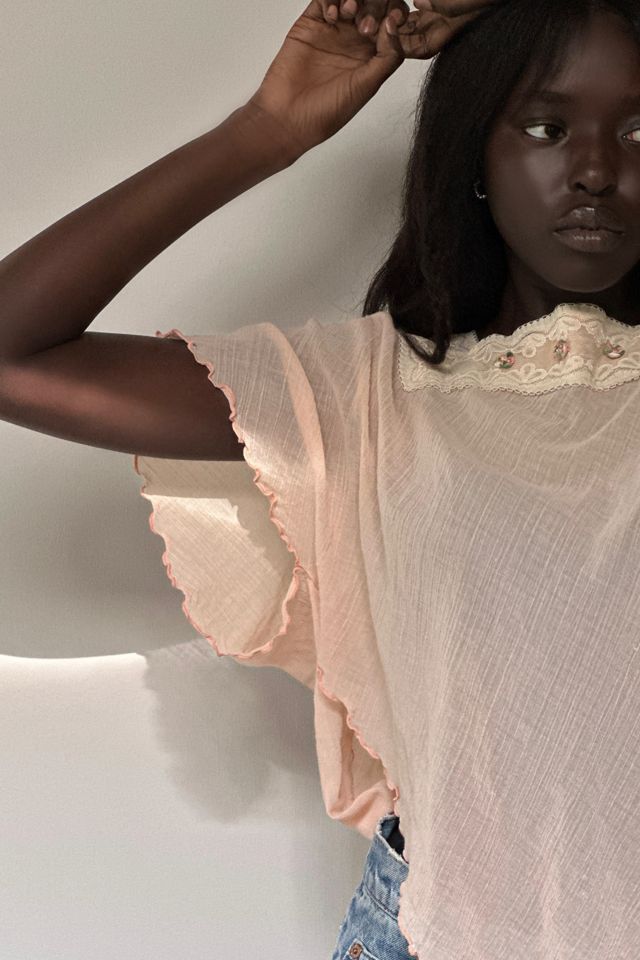 Vintage 1970's Gauze Cloth Batwing Sleeve Top Selected By Afterlife Boutique #2