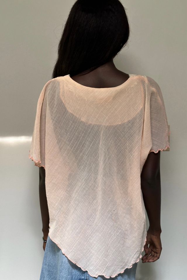 Vintage 1970's Gauze Cloth Batwing Sleeve Top Selected By Afterlife Boutique #3