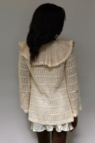 Женский кардиган Afterlife Boutique Vintage 1970's Jessica's Gunnies Crochet Open Knit Cardigan Selected, цвет: Creme — фото 4