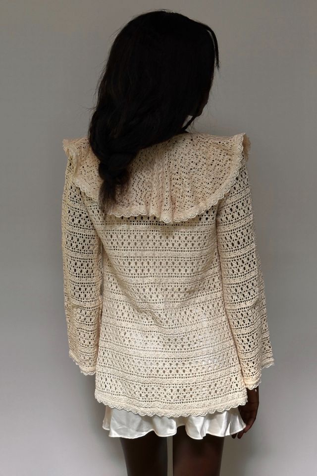 Vintage 1970's Jessica's Gunnies Crochet Open Knit Cardigan Selected By Afterlife Boutique #3