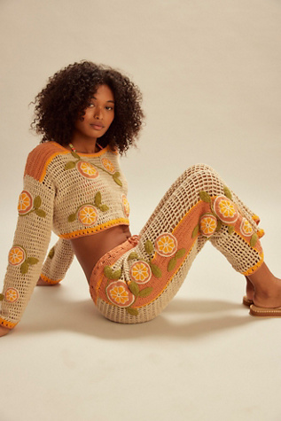 Bali Orange Slice Pants en Orange Slice Combo, pour femme chez Free People