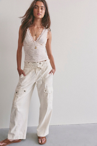 We The Free Park Ave Pull-On Cargo Pants at Free People in Ivory, Size: Medium