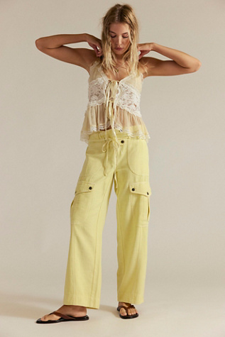 We The Free Park Ave Trousers at Free People in Lemon Grass, Size: XS