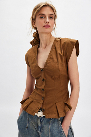 Dylan Vest Jacket by Free People in Brown, Size: XL