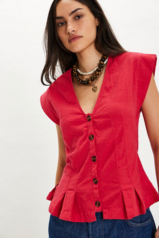 Dylan Vest Jacket at Free People in Retro Red, Size: Small