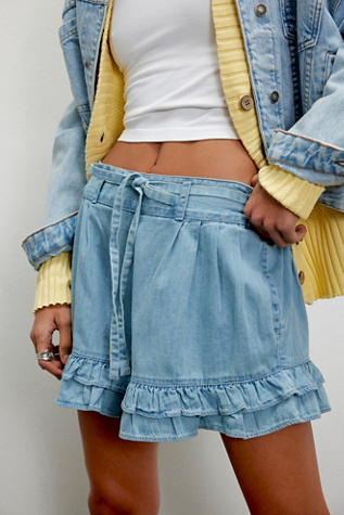 Short en Denim Naples We The Free en Bleu Bambusa, pour femme chez Free People