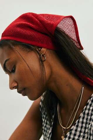 Billie Hair Scarf With Tails By Acadia Limited At Free People In Red Ribbed Combo