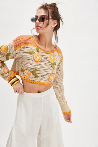 Bali Oranges Crochet Top en Orange Slice Combo, pour femme chez Free People