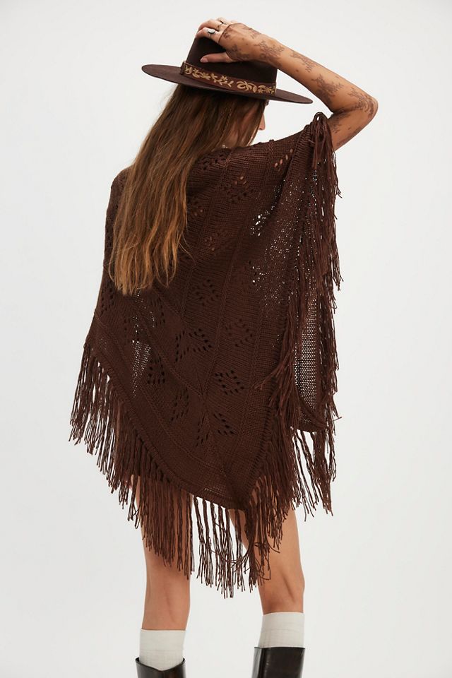 Poncho en maille ajourée #1