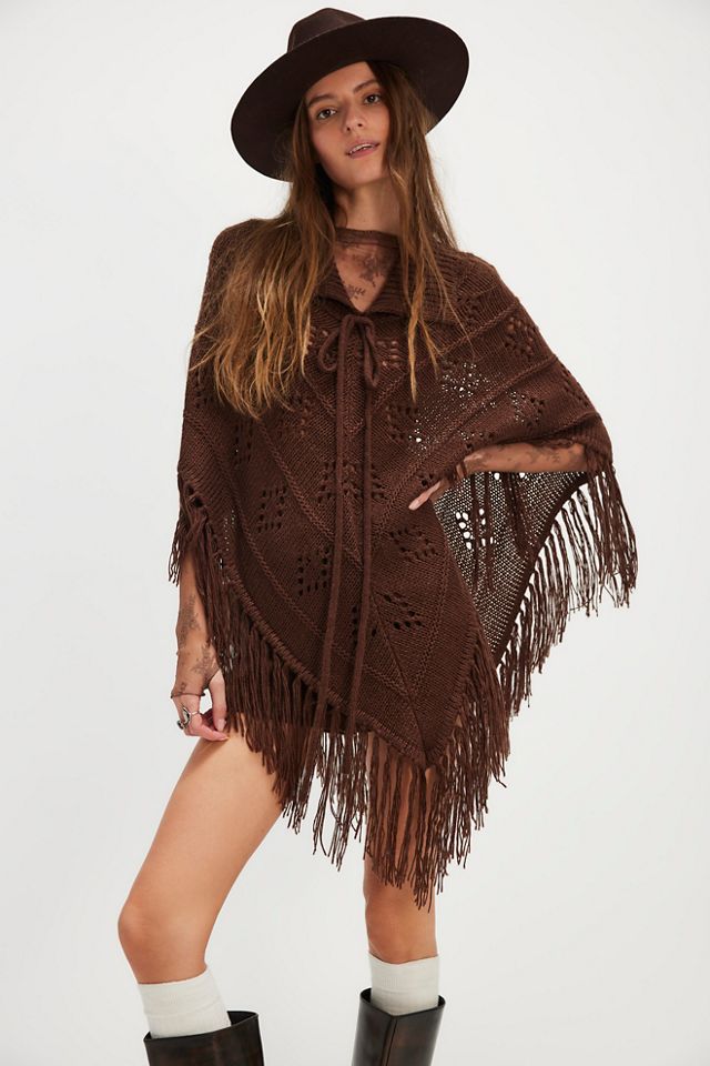 Poncho en maille ajourée #2