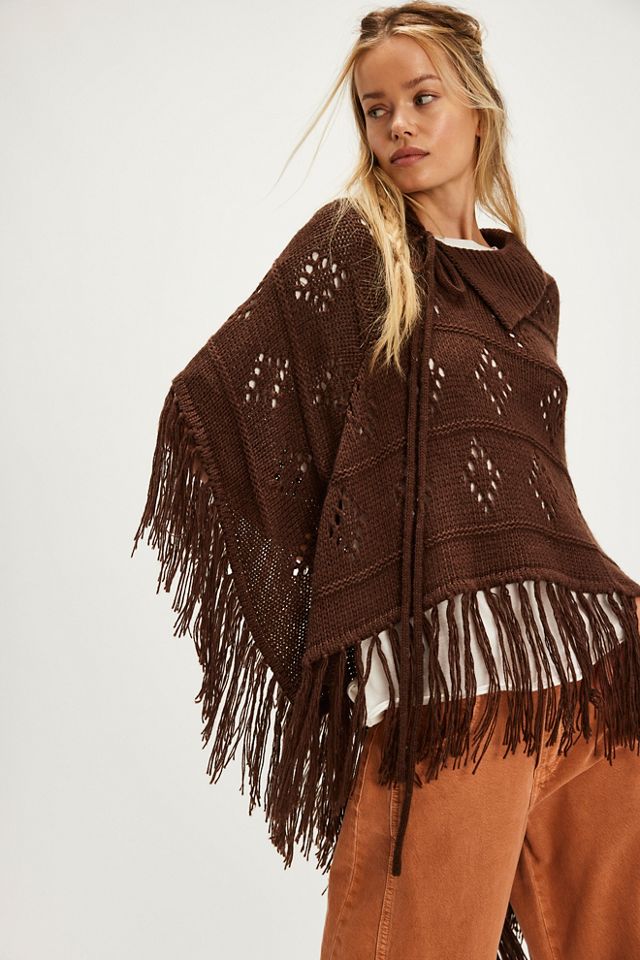 Poncho en maille ajourée #3
