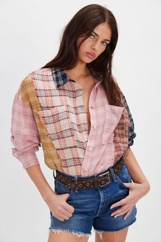 OneTeaspoon Panelled Flannel Shirt at Free People, Size: S