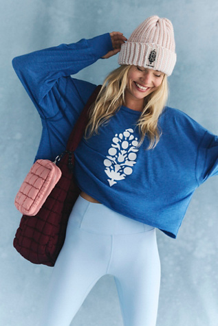 My Time Logo Layer Top by FP Movement at Free People, Blue Combo, M