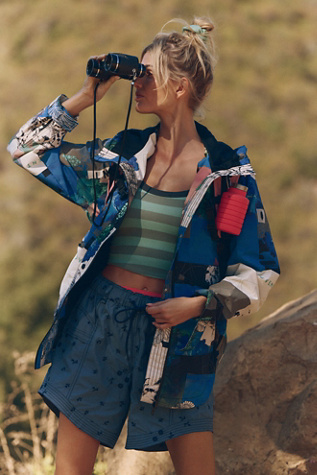 In The Wild Embroidered Long Shorts by FP Movement at Free People in Skyline Combo, Size: Medium