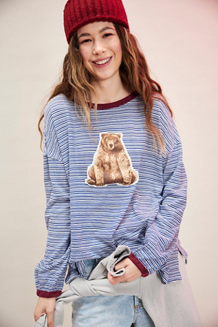 Woodland Critters Tee By Ragabond At Free People In Bear, Size: Small