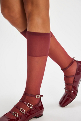 City Cool Sheer Knee High Socks At Free People In Crimson