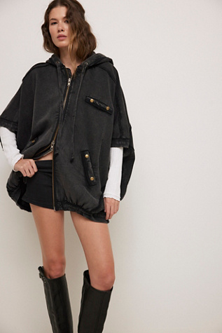 What's Next Poncho Vest Jacket By We The Free At Free People In Washed Black, Size: Large