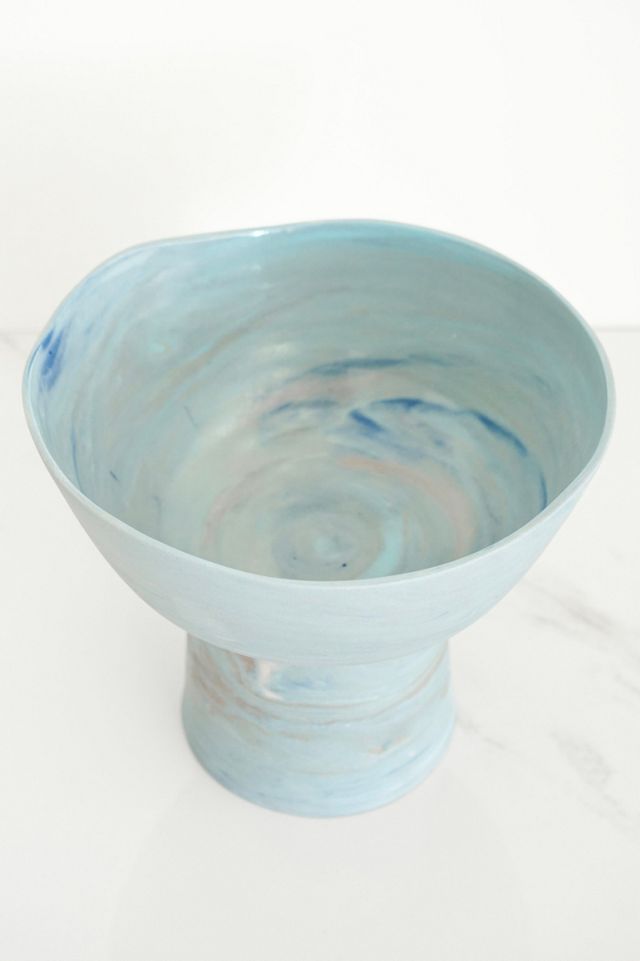 Ren Vois Denim Mixed Marble Pedestal Bowl #1