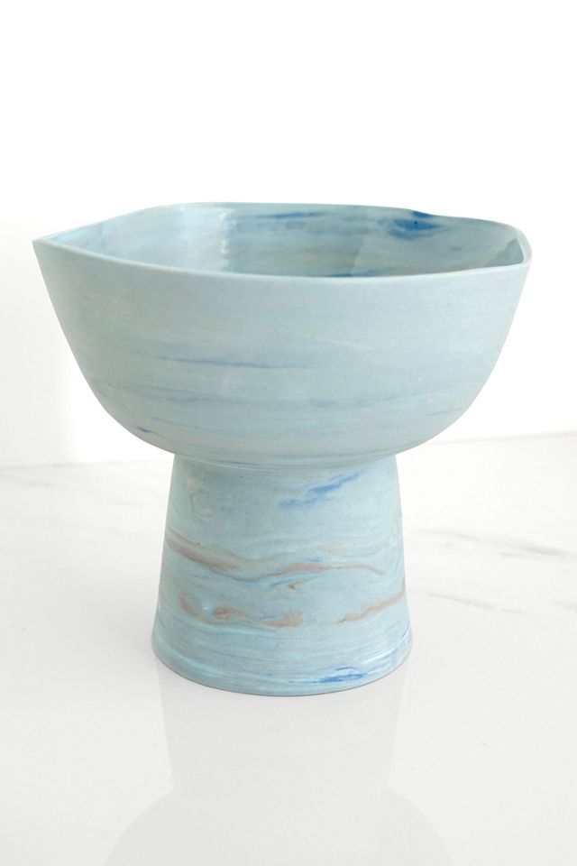 Ren Vois Denim Mixed Marble Pedestal Bowl #2
