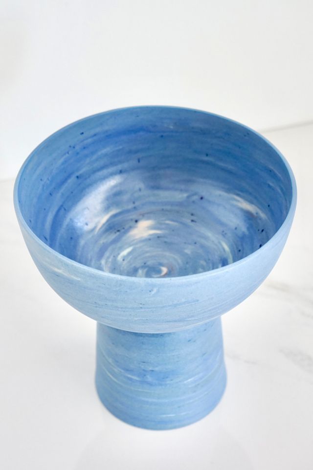 Indigo Marble Pedestal Bowl #2