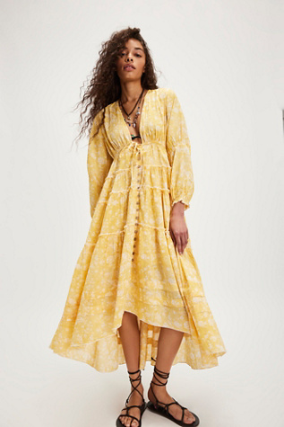 Pappiet Midi Dress At Free People In Sunshine Combo, Size: Small