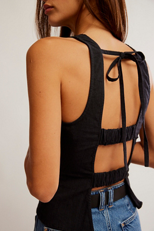 Kaylor Backless Top by Free People in Black, Size: M