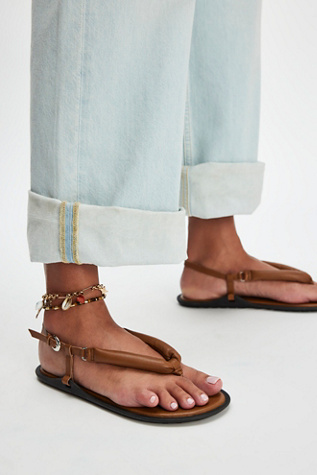 Suncatcher Thong Sandals At Free People In Tan Leather, Size: US 9