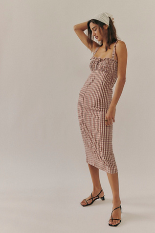 Lucinda Plaid Midi Dress by Free People in Purple, Size: S