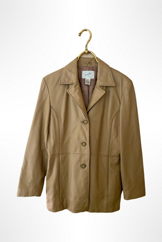 1990s Honey Tan Leather Midi Trench Jacket Selected By Ritual Vintage