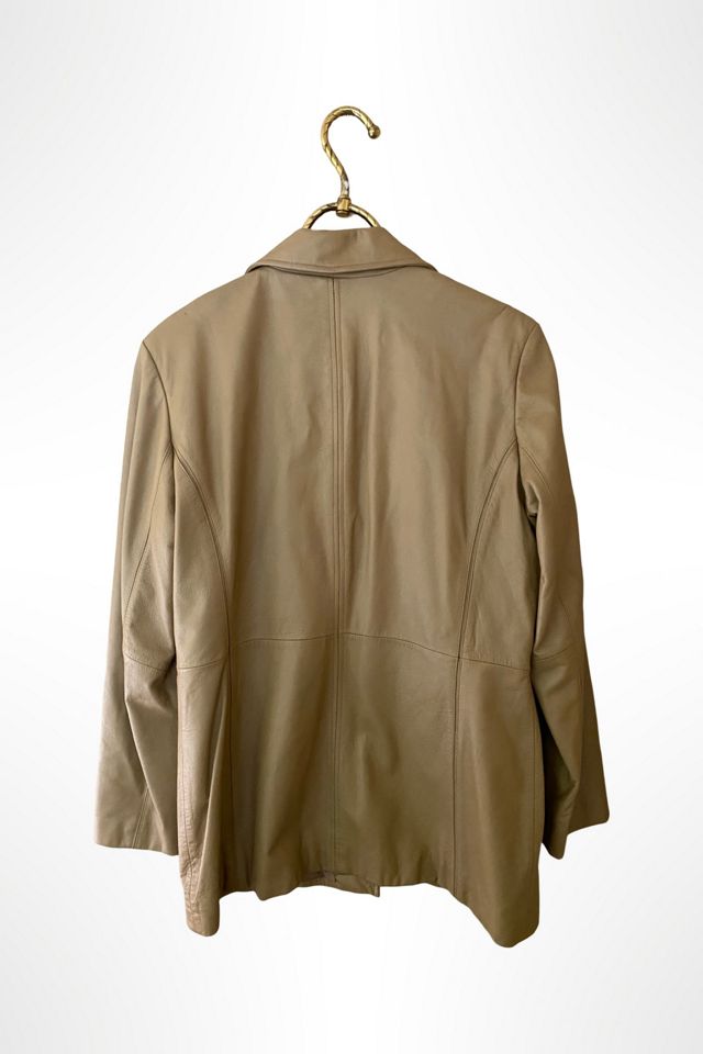 1990s Honey Tan Leather Midi Trench Jacket Selected By Ritual Vintage #1