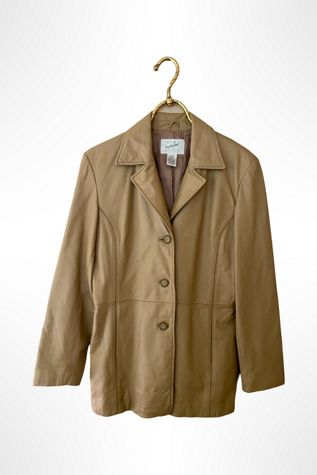 1990s Honey Tan Leather Midi Trench Jacket Selected By Ritual Vintage