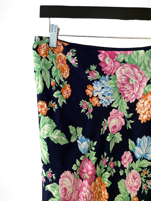 1990s Silk Floral Bias Cut Skirt Selected By Ritual Vintage #1