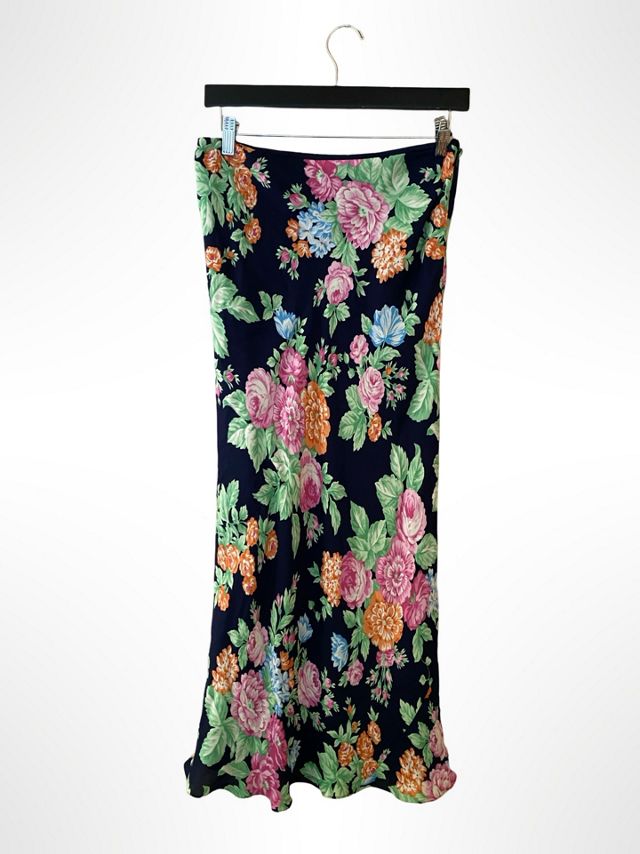 1990s Silk Floral Bias Cut Skirt Selected By Ritual Vintage #2