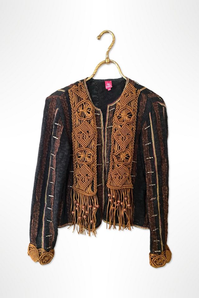 1990s Sandy Starkman Mud Cloth Crochet Jacket Selected By Ritual Vintage #1