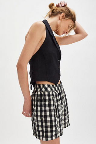 Get Free Seersucker Pull-On Shorts At Free People In Black Combo, Size: Large