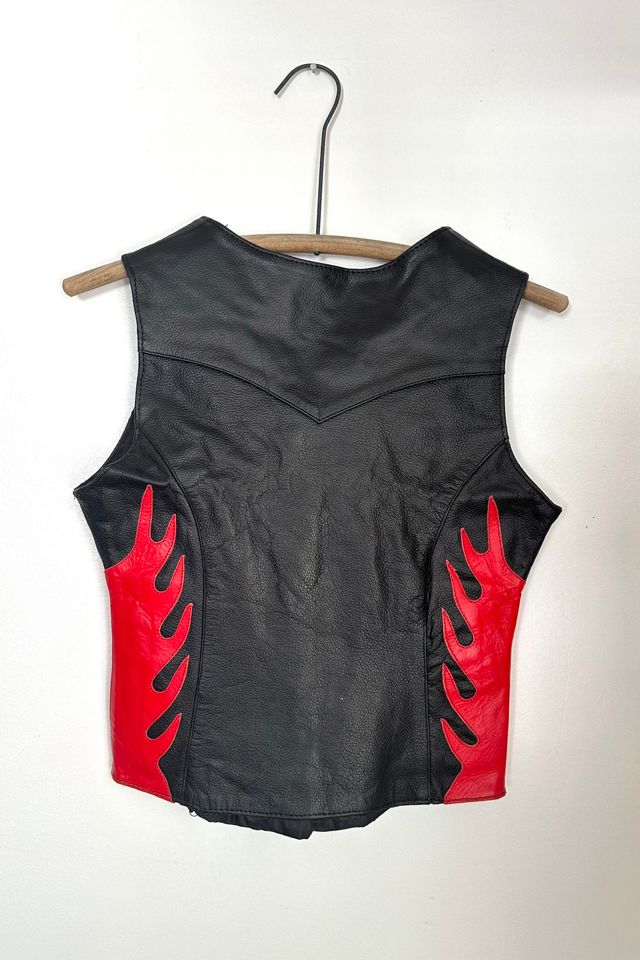 Vintage 1990s Leather Flame Vest Selected by Grievous Angel Vintage #3