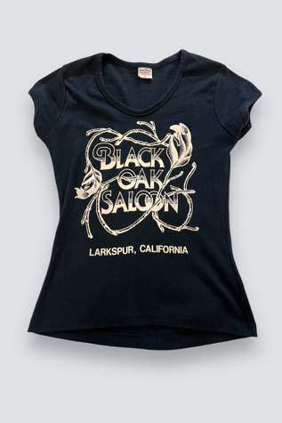 Vintage 1970s Cap Sleeve Black Oak Saloon T-Shirt Selected by Goodbye Heart