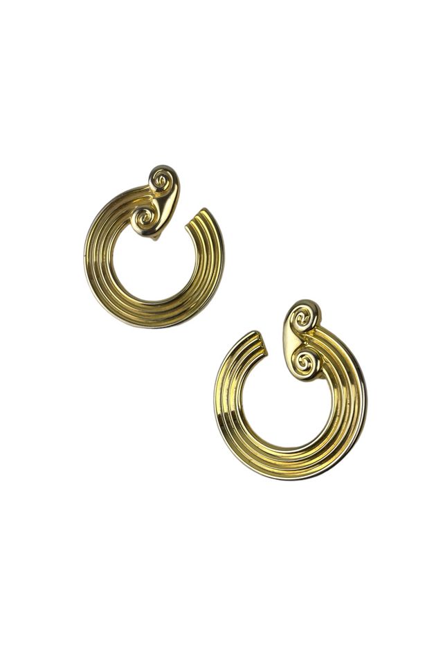 Vintage Gold Column Clip-On Earrings Selected By Ankh By Racquel #2
