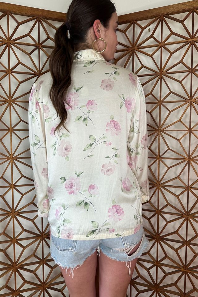 Pink Rose Print Floral Silk Pajama blouse Selected by Picky Jane #2