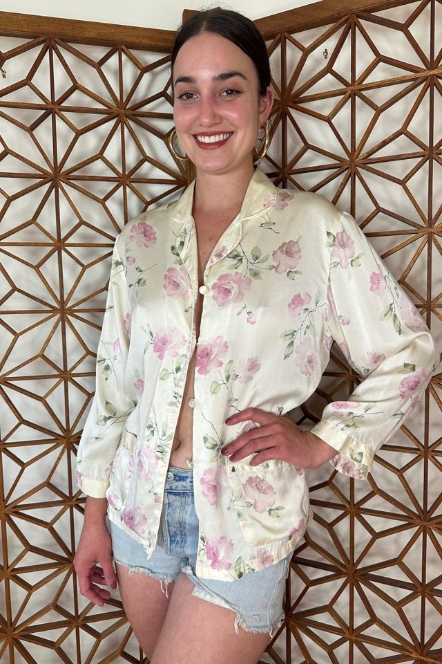 Pink Rose Print Floral Silk Pajama blouse Selected by Picky Jane #3