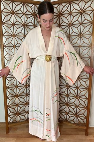 Long Pale Pink Vintage Kimono Selected by Picky Jane