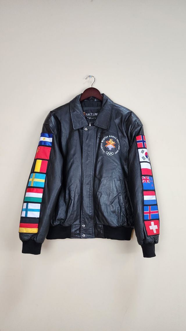 2002 Vintage Salt Lake City Olympic Leather Jacket #1