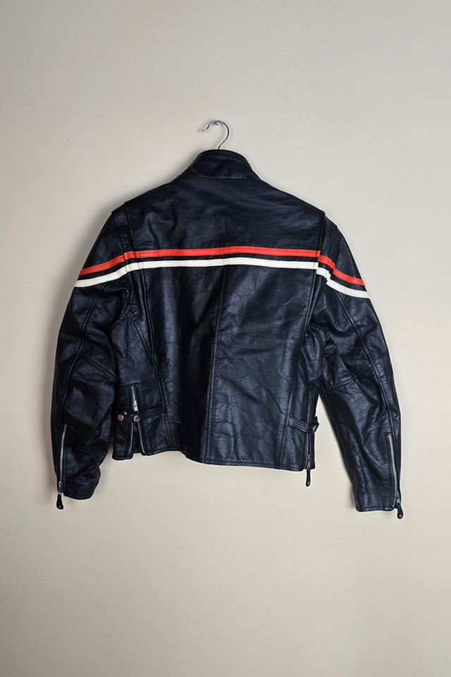 Vintage Biker Leather Jacket with Strip Panel Details #2