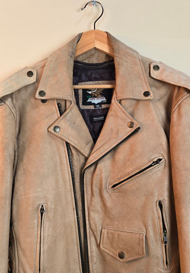 Vintage 90s Biker Jacket with Side Straps #1