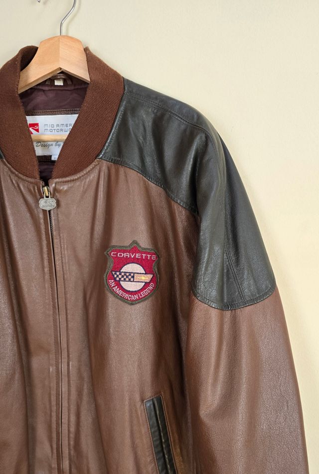 Vintage Corvette Leather Bomber Jacket #2