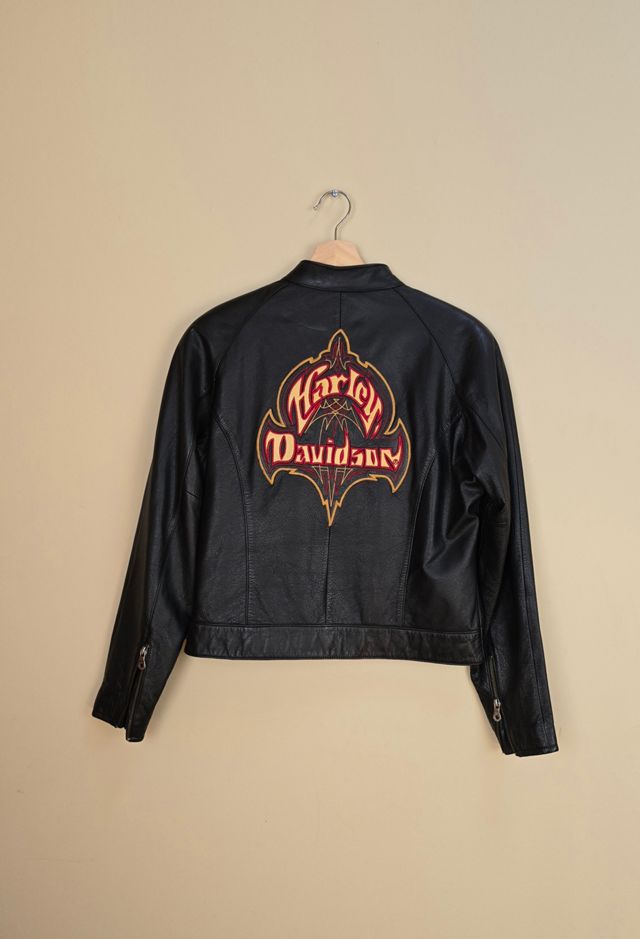 Vintage Harley Davidson Cropped Leather Jacket #2