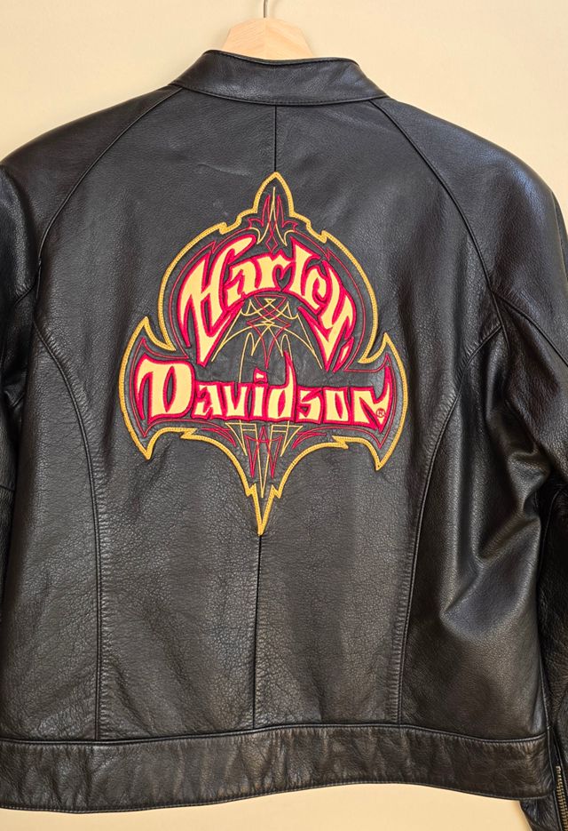 Vintage Harley Davidson Cropped Leather Jacket #3